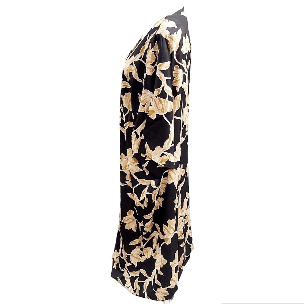 Maison Du Soir Black And Gold Floral Robe Size L/… - image 3